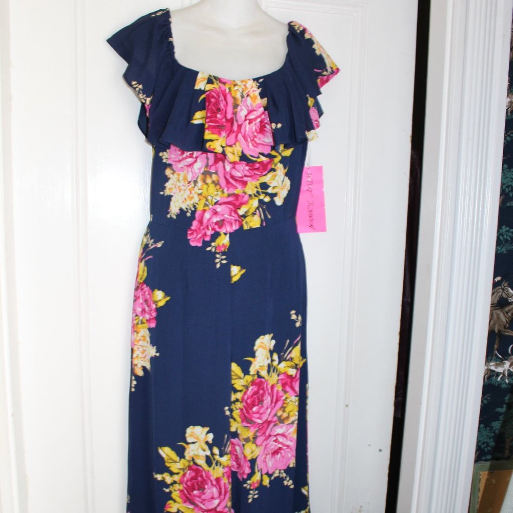 NWT Betsey Johnson Floral Jumpsuit Palazzo Pants Top Sz 4 Great For Summer